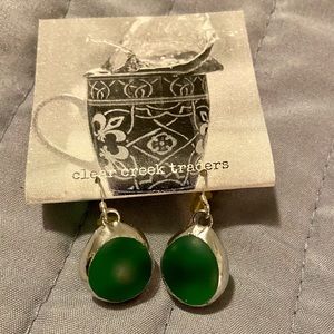 Green glass earrings
